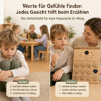 Vorher-Nachher-Vergleich mit Gefühlstafel Hund aus Holz für klare Gespräche über Emotionen