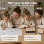 Vorher-Nachher-Vergleich: Schreibenlernen mit Lernbrett, Wortkarten und Kreidefeld