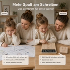 Vorher-Nachher-Vergleich: Schreibenlernen mit Lernbrett, Wortkarten und Kreidefeld