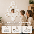 Mutter und Kind nutzen den Mutmach-Spiegel Löwe in weiß als tägliches Ritual für Selbstvertrauen und Selbstliebe