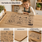 Kork-Schreibtischunterlage mit Kinder-Affirmationen, natürlicher Oberfläche und Größe 58 x 38 cm für den Lernplatz
