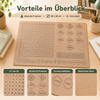 Kork-Schreibtischunterlage für Kinder mit 1x1 bis 20, Brüchen, Prozenten, Formen und natürlicher rutschhemmender Oberfläche