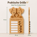 Hund-Aufgabentafel aus Holz in praktischer Größe fürs Kinderzimmer mit fünf Aufgabenfeldern
