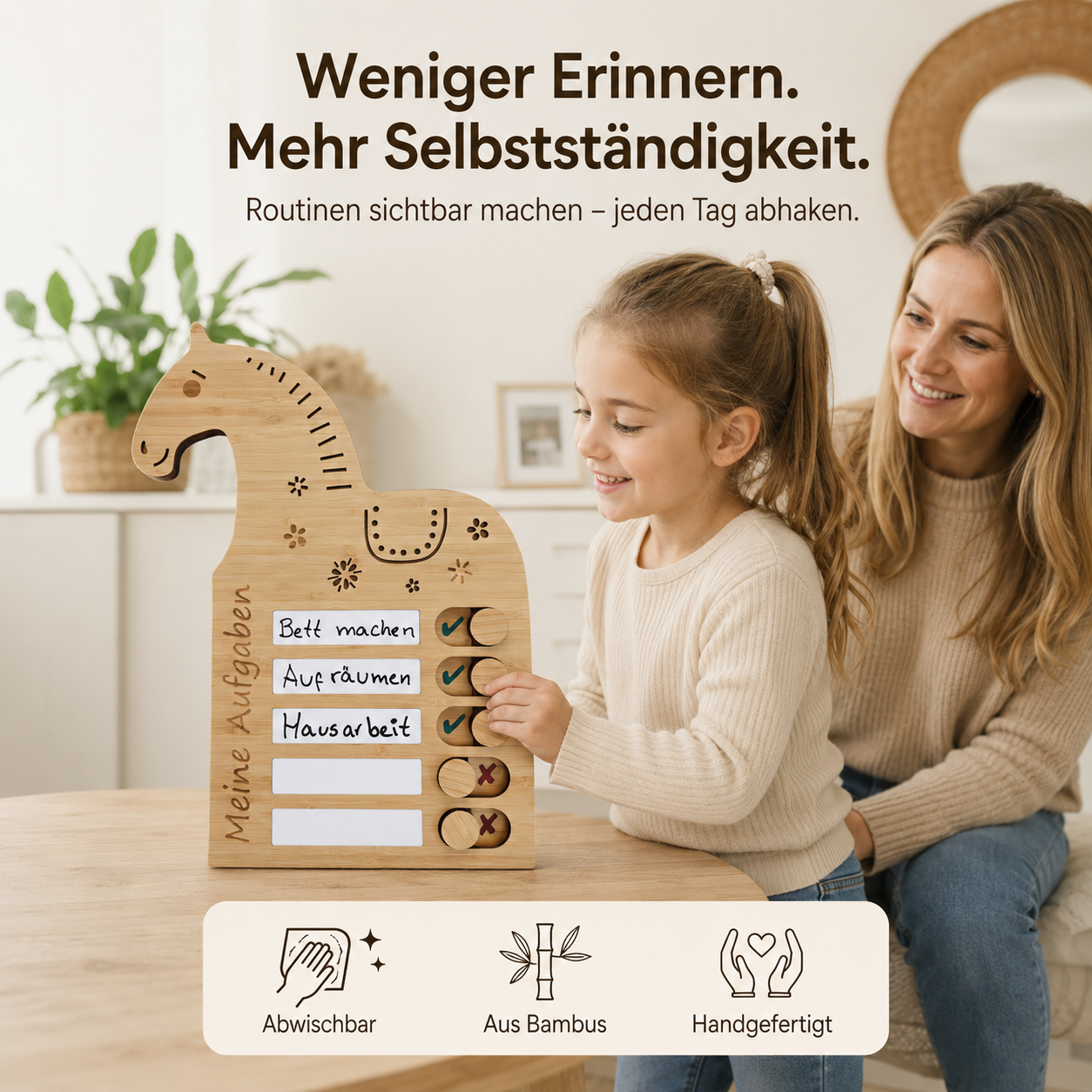 Aufgabentafel Pferd für Kinder – Aufgaben erledigen & abhaken