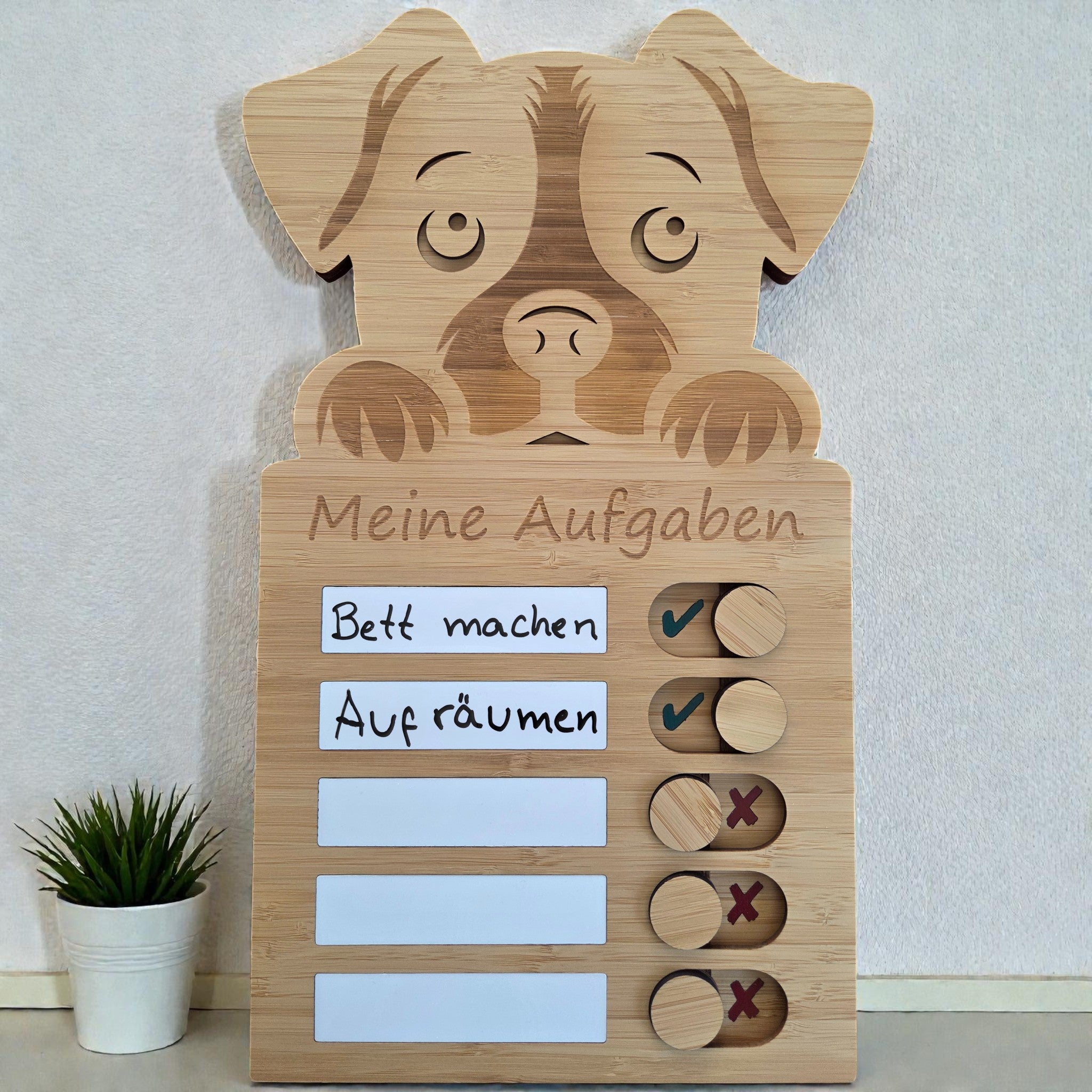 Checkliste für Kinder aus Bambus, Hund - 1