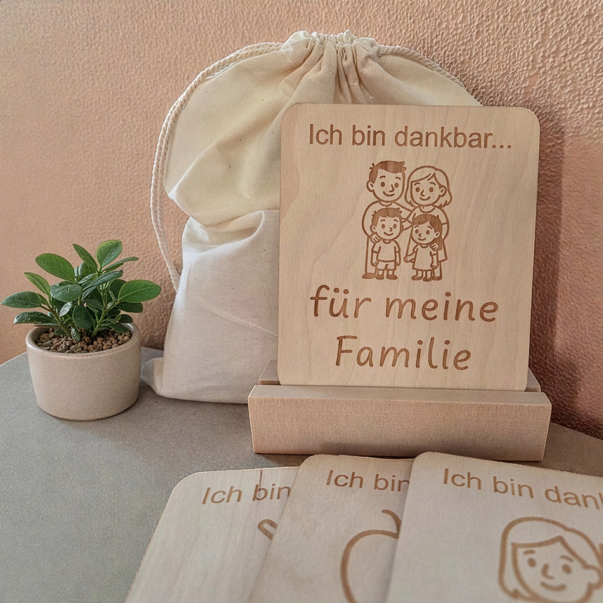 Dankbarkeitskarten für Kinder aus Holz