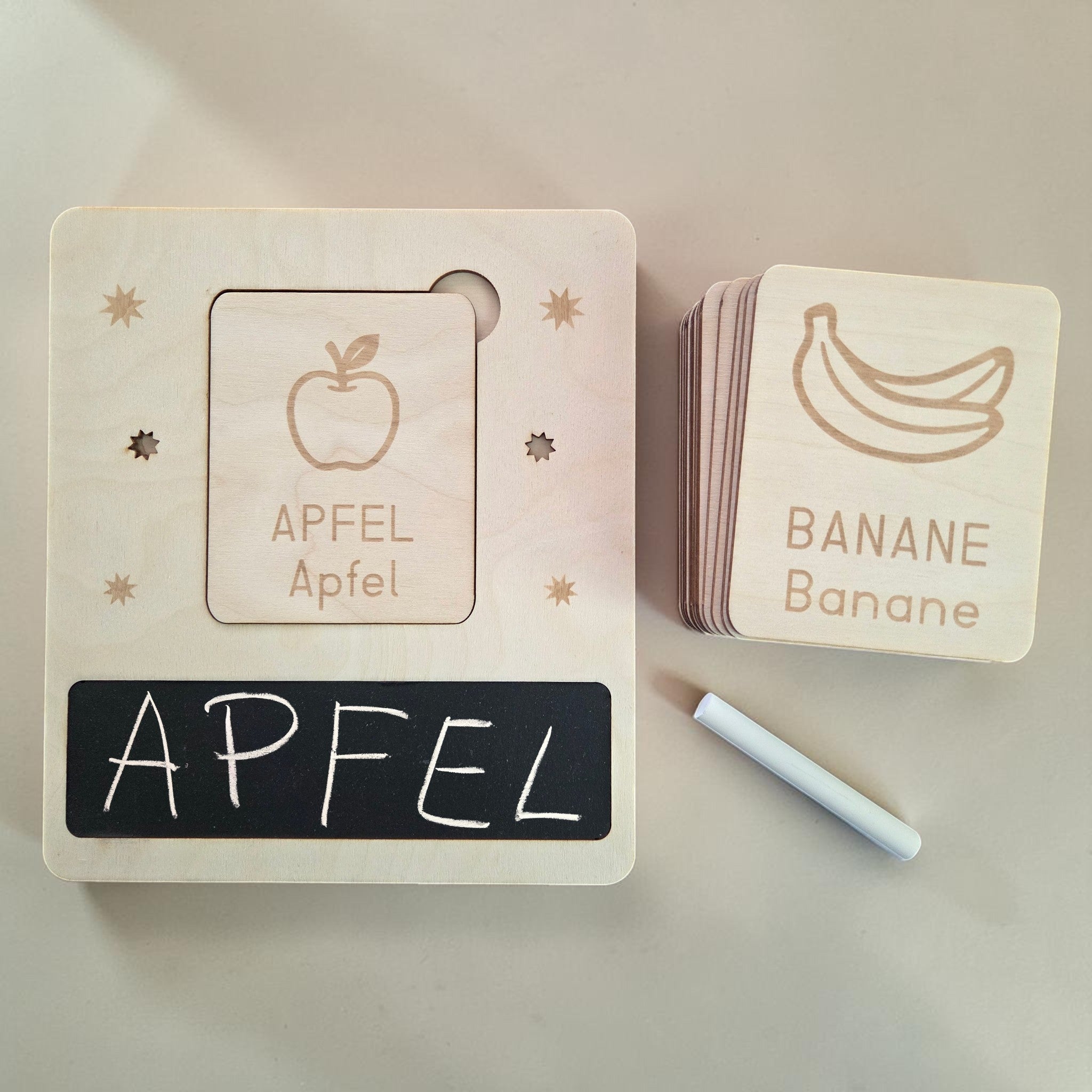 Lernboard Schreiben & Lesen aus Holz "Obst & Gemüse"