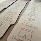 Montessori Organizer Labels aus Holz - Kleidung