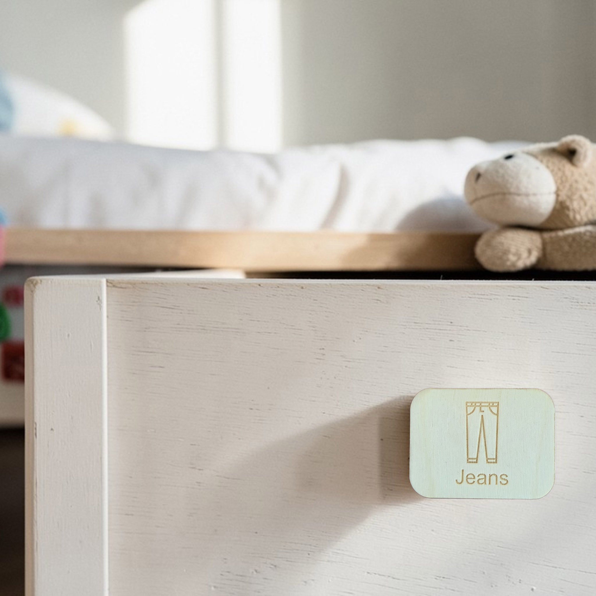 Montessori Organizer Labels aus Holz - Kleidung
