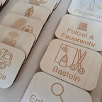 Montessori Organizer Labels aus Holz - Spielsachen