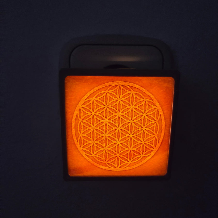 Nachtlicht Blume des Lebens aus Holz