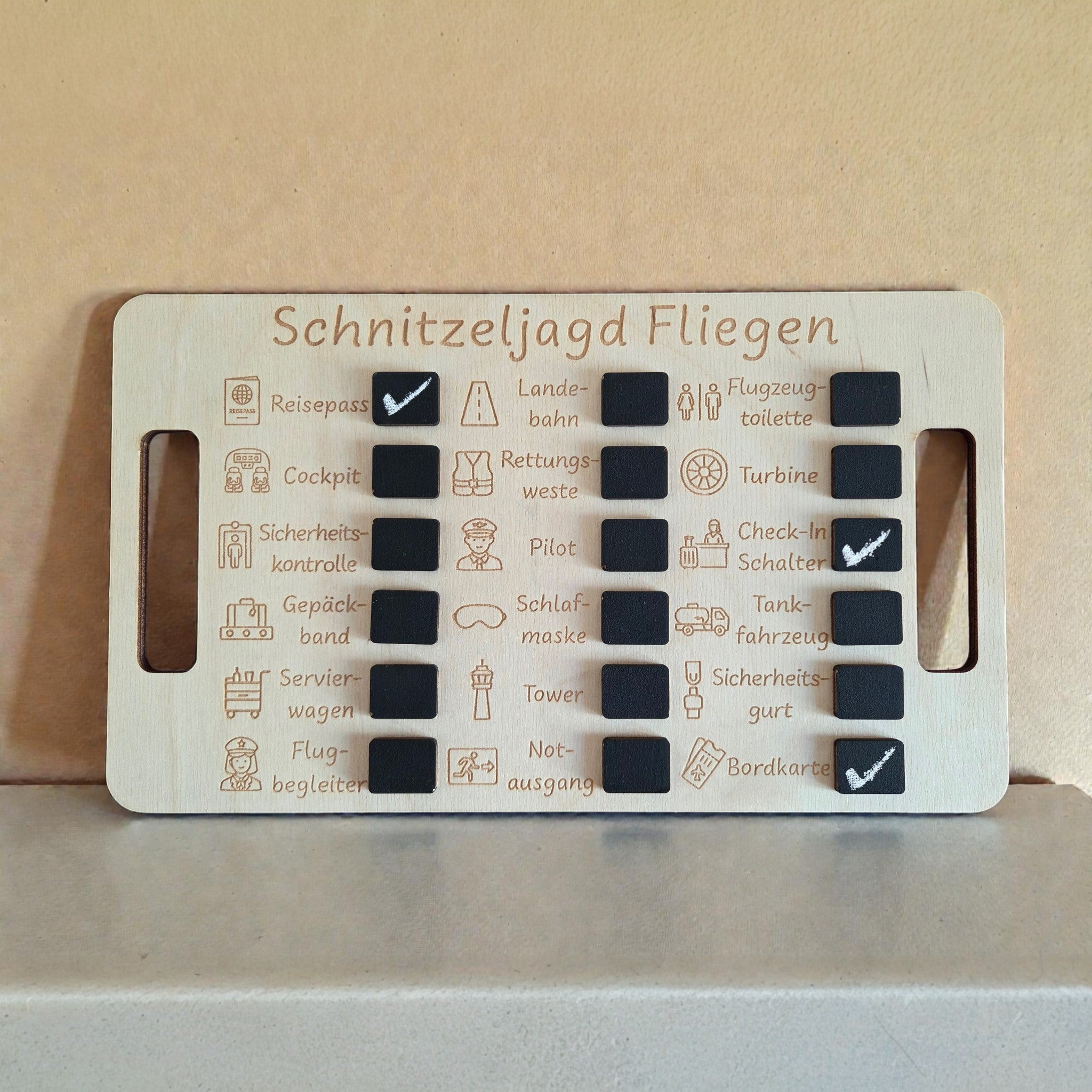 Schnitzeljagd Board "Fliegen" aus Holz - 2